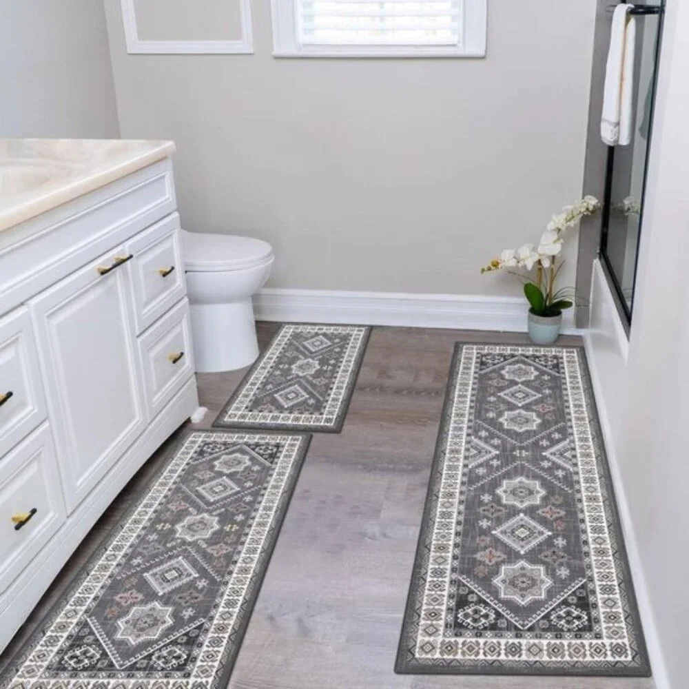 New Set of 3 Kitchen Runner Rugs Set, Thick Non-Slip Washable Floor Mats Carpets